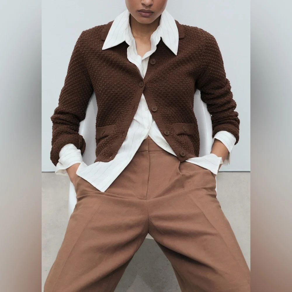 Mango Brown polo neck jacket NWT